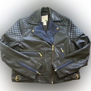 Levi’s Goat Leather Moto Jacket w/ Denim Lapel – Quilted Biker (M)